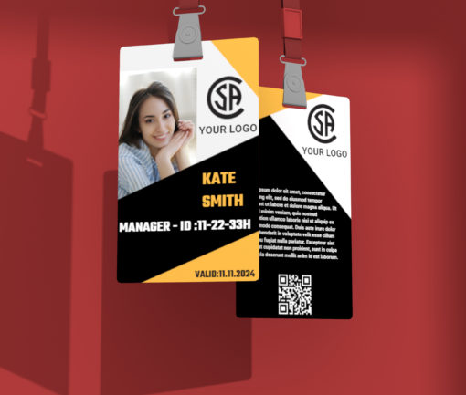 Employee custom ID badge with QR code, office badge, customized office id card