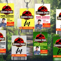 Personalized Jurassic Park-Park Ranger Plastic ID Badge -Free lanyard