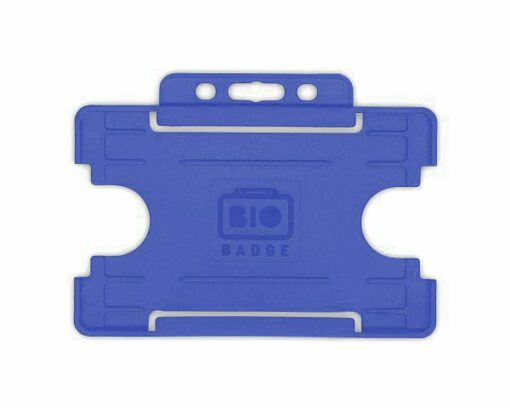 Mid Blue Single-Sided BIOBADGE Open Faced ID Card Holders - Landscape