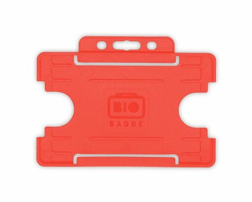 Red Single-Sided BIOBADGE Open Faced ID Card Holders - Landscape