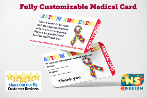 autism awareness card with emergency details https://nsdesign.store/