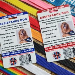 Assistance dog card with QR code