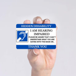 Hearing Impaired Badge With Lanyard -Sign Language Alphabet on Reverse Side