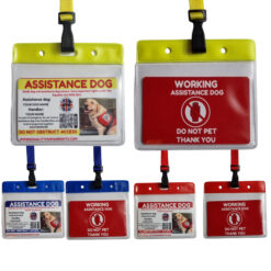 Customizable Assistance Dog Card -Details on Front with Photo - Do Not Pet reverese - Colour Vinyl Card Holder with Lanyard