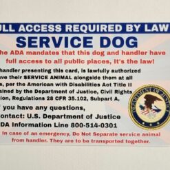 US Service Dog ID Information Card