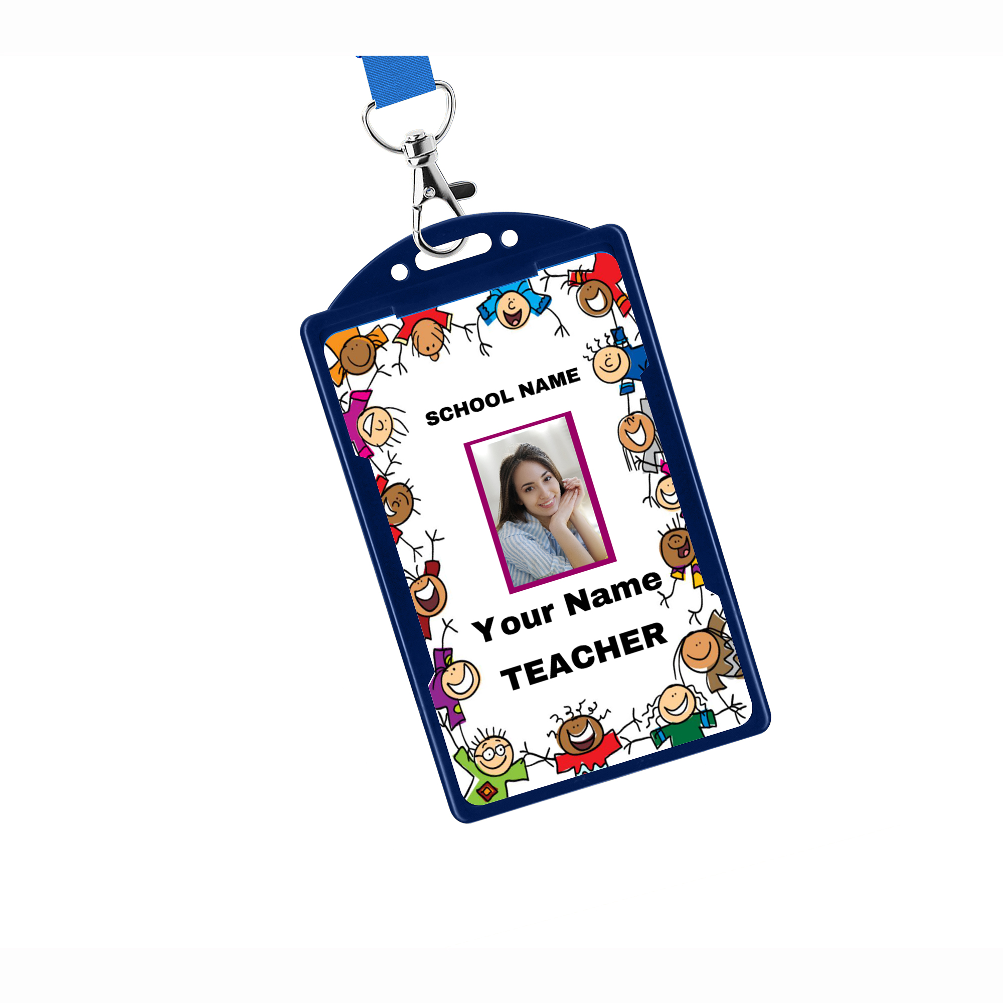 Customized Name and Photo  Teacher ID Card Badge