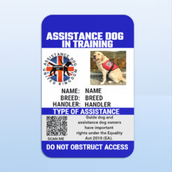 assistance dog in training law card blue front