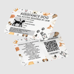 Custom Assistance Dog UK Law Card with Lanyard and Card Holder-Equality & Human Rights Commission Guide QR Code