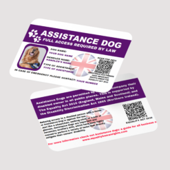 Personalized Assistance Dog Card UK Law with Equality Act and Human rights Commission QR Code AD2