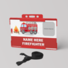 Firefighter ID Card and Lanyard – Novelty Kids ID Badge for Pretend Play fa1