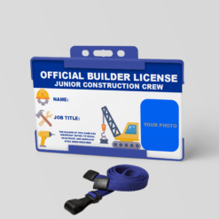 Builder License ID Card for Kids Pretend Play