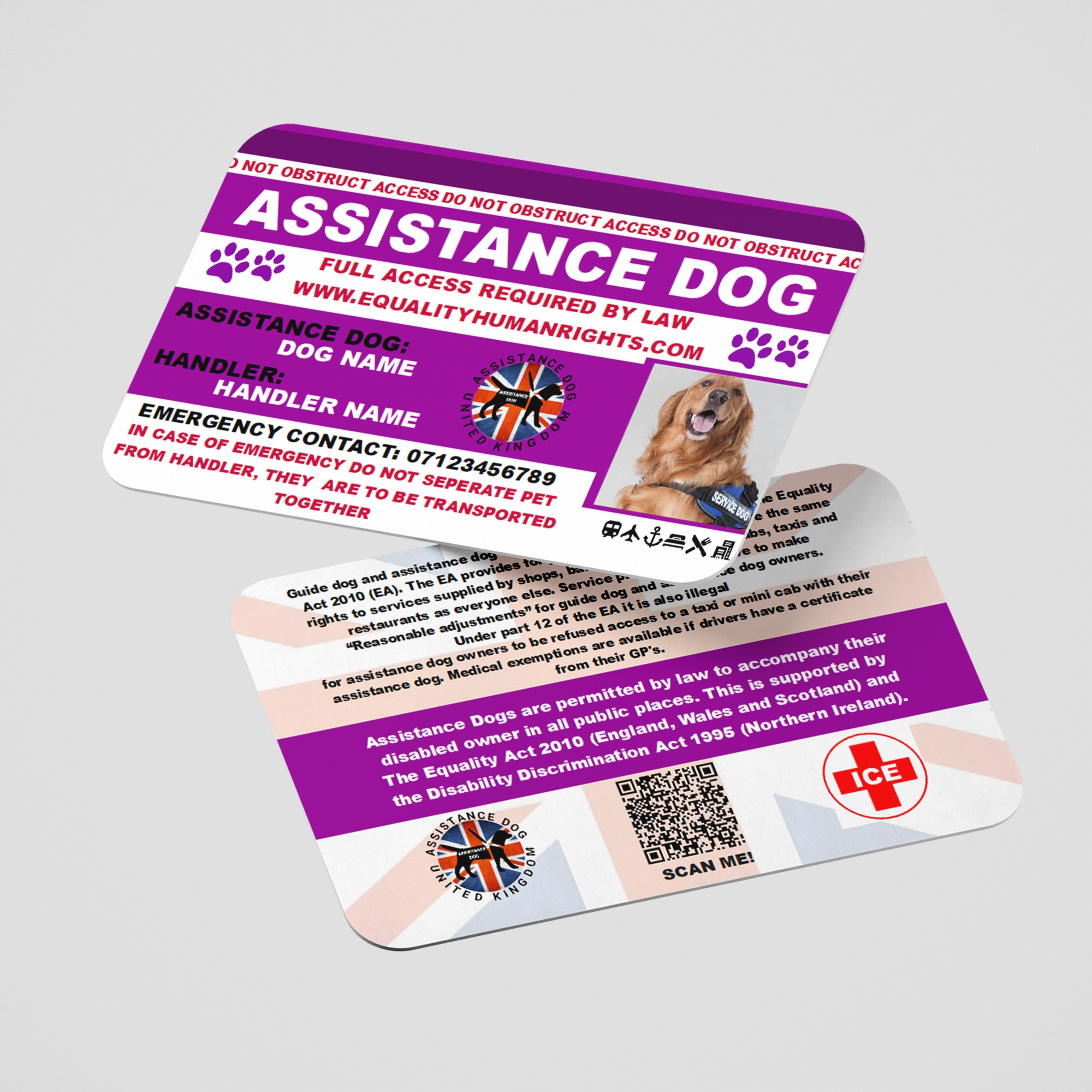 Purple Assistance Dog Card AD13