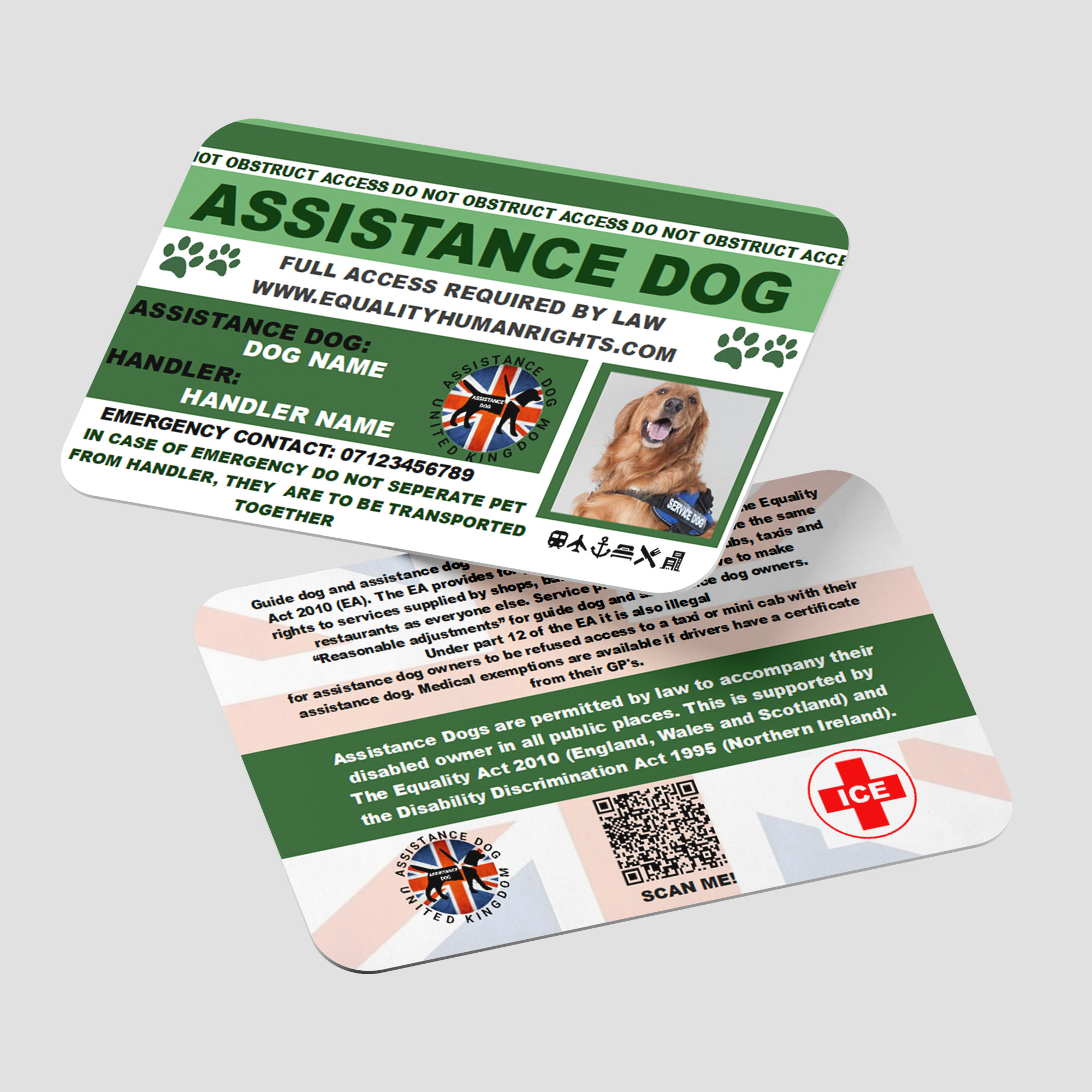 Assistance Dog Card Green AD15