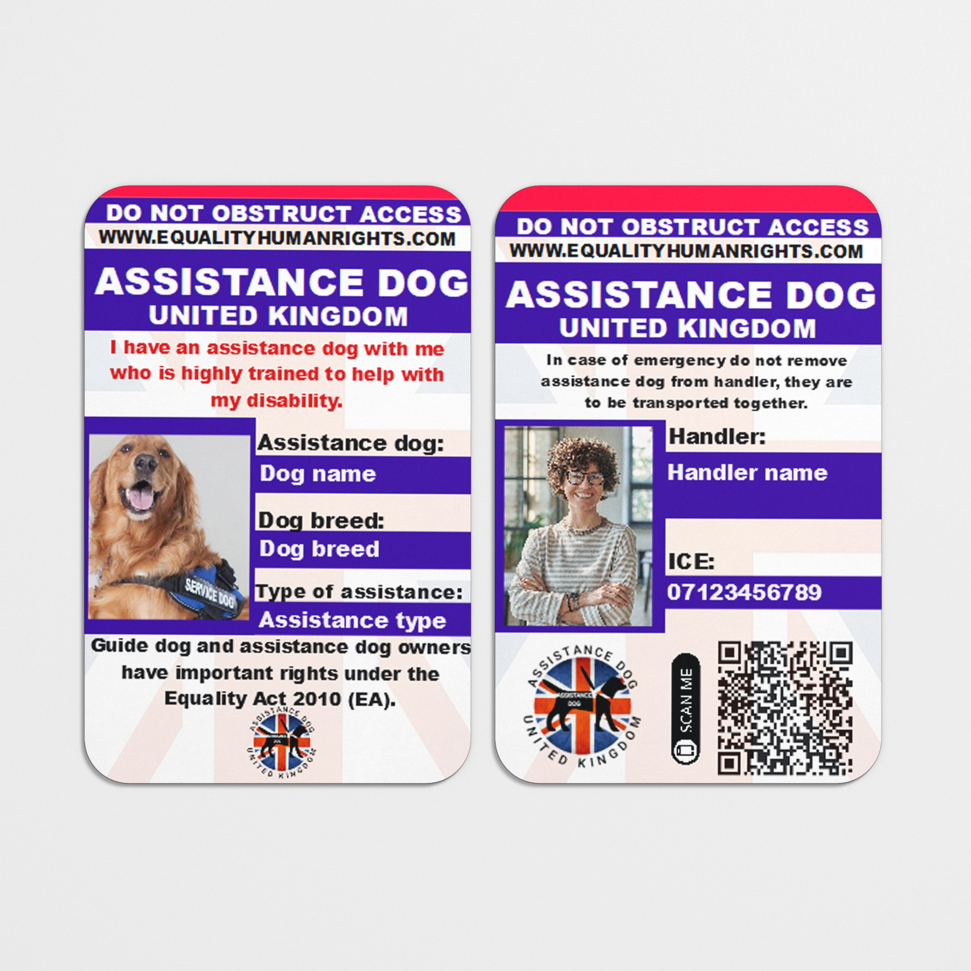 Personalized Assistance Dog Card UK AD20