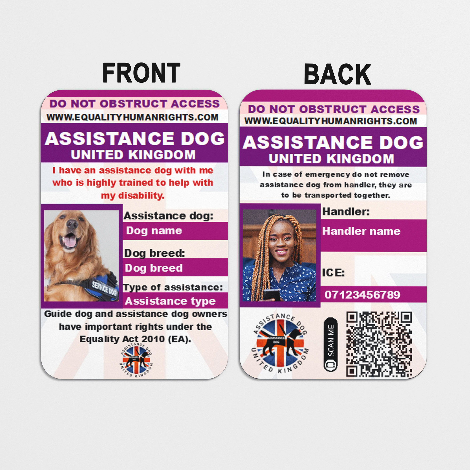 Personalized Assistance Dog Card UK AD21