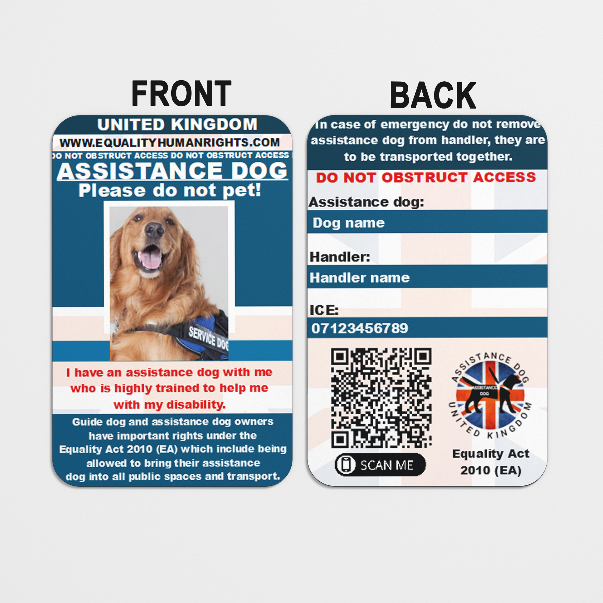 Personalized Assistance Dog Card UK AD22