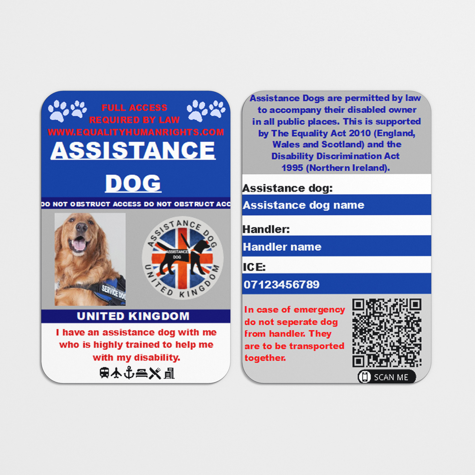 Personalized Assistance Dog Law card AD23