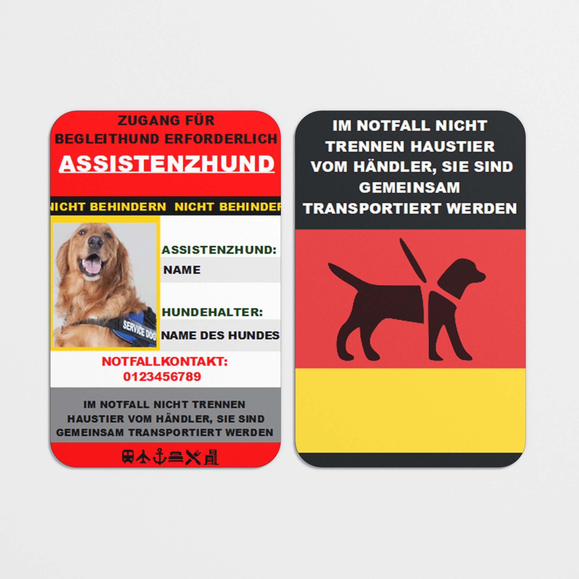 Assistance Dog Portrait Card in German
