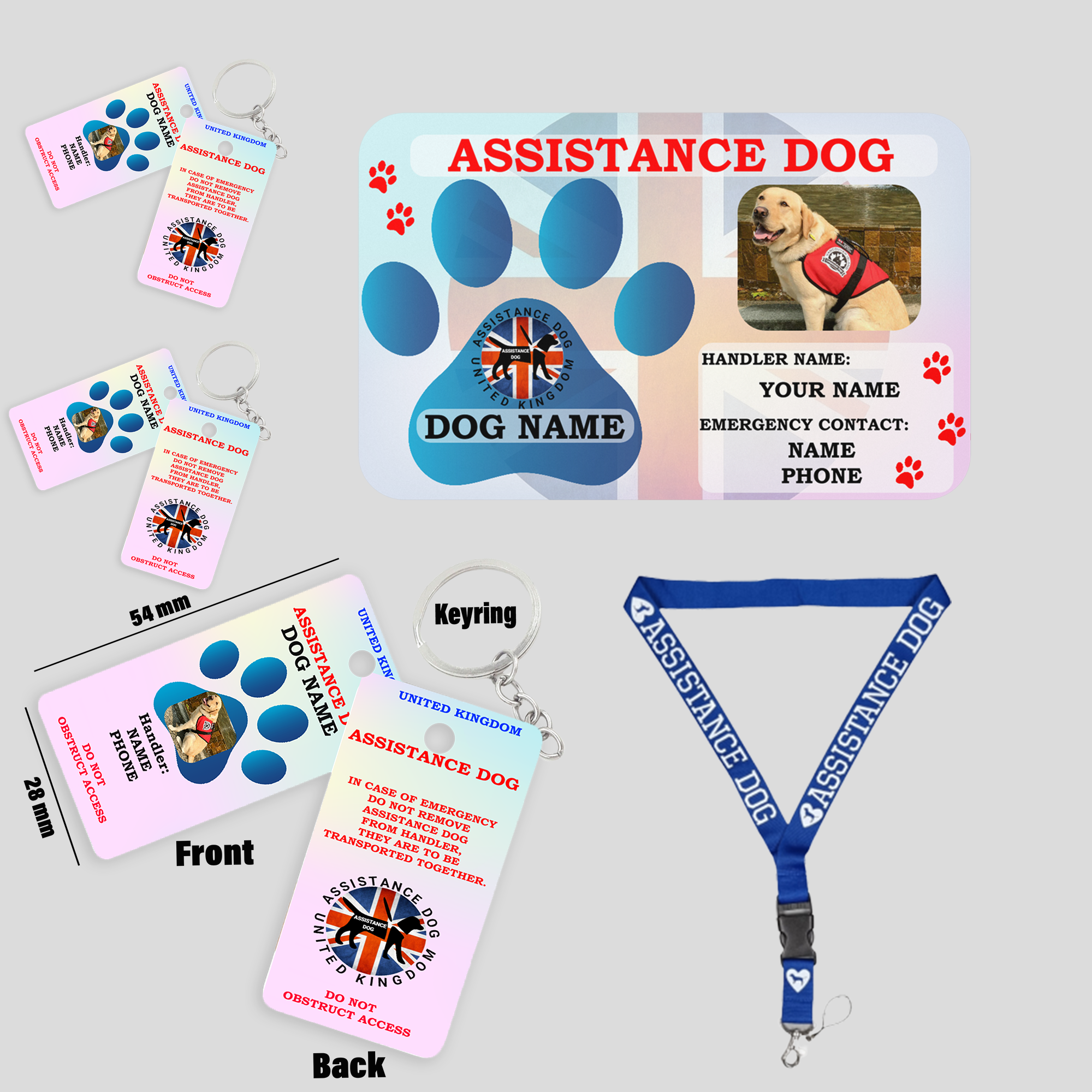 Assistance Dog Law Card with 3 tags and lanyard v1.