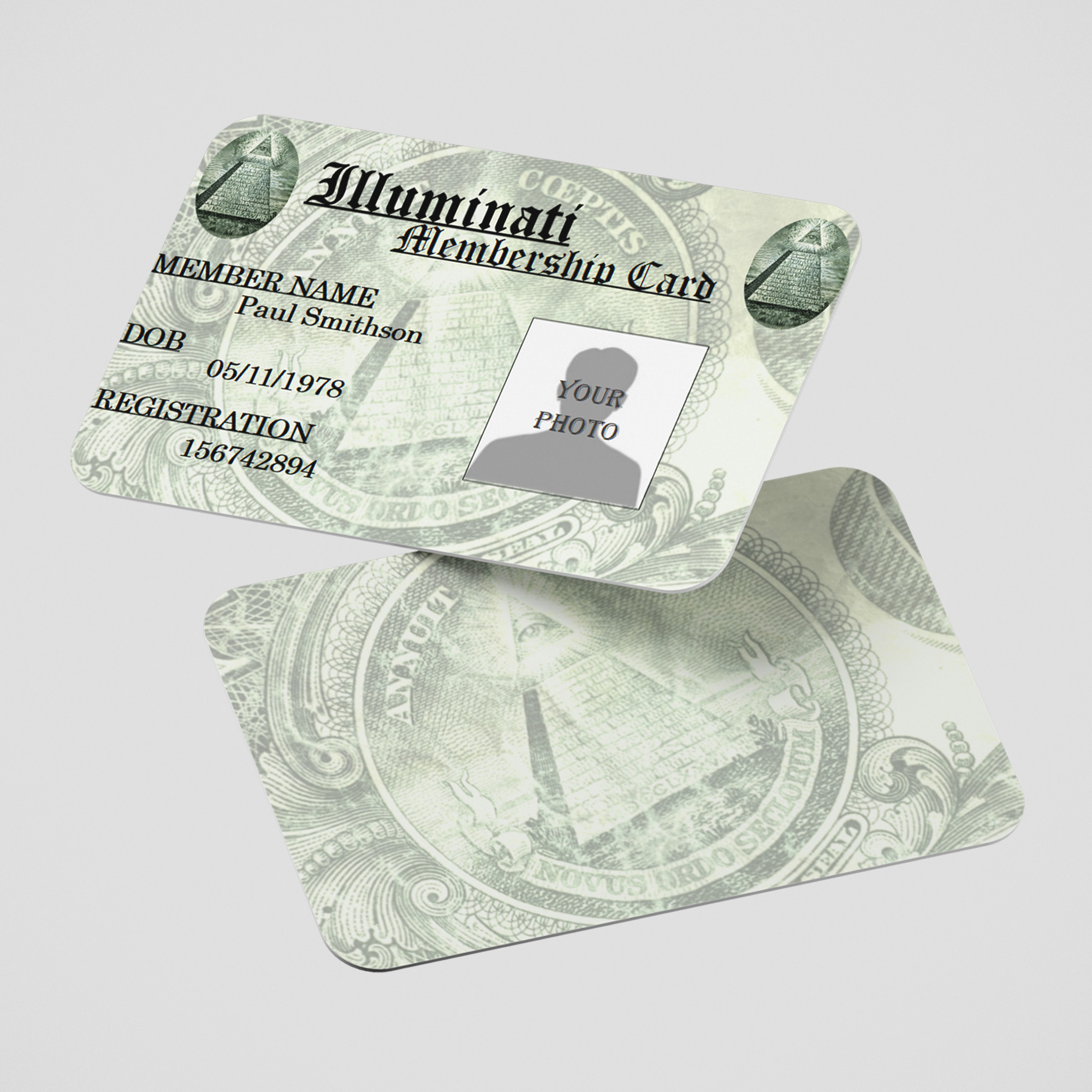 Illuminati membership card - Roleplay ID Card - Novelty gift