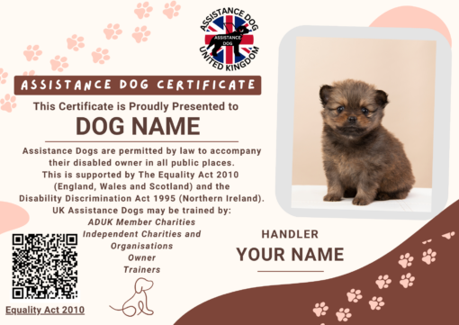 UK Assistance Dog Certificate