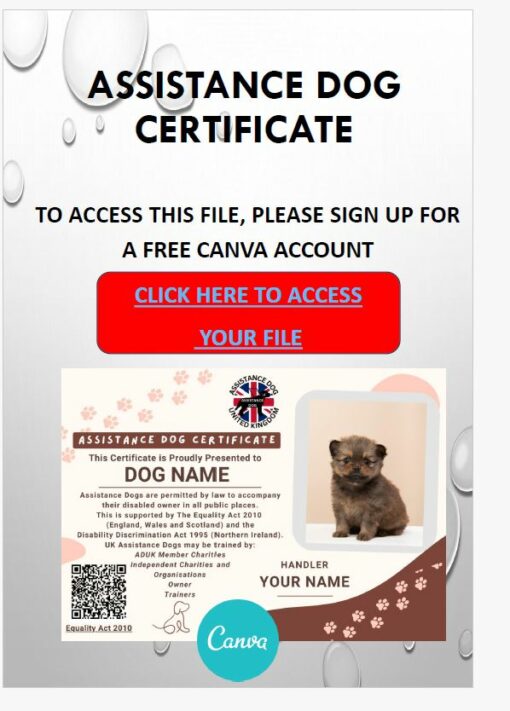 UK Assistance Dog Certificate