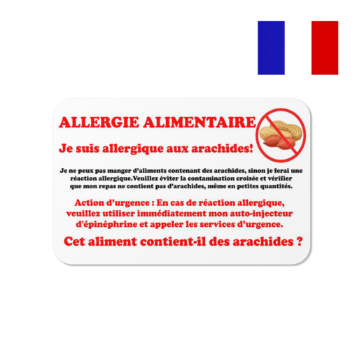 French Peanut Allergy Alert Card