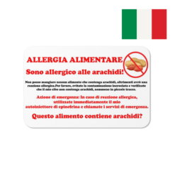 Italian Peanut Allergy Alert Card