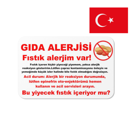 Turkish Peanut Allergy Alert Card