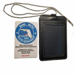 Young Dexter ID Card Prop – Faux Leather Holder with Neck Chain